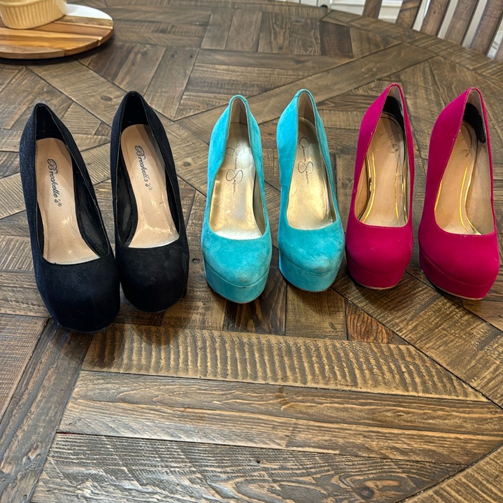 3 pairs high heels size 7